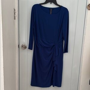 NWOT ,Chaps Ralph Lauren Chic Navy Blue Draped Tie-Waist Dress